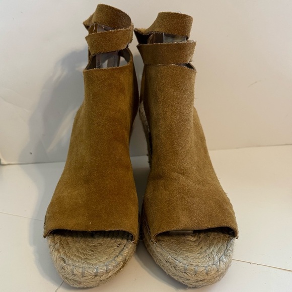 Loeffler Randall Lyra Ankle Tie Espadrille Wedge Sandals Camel Brown Shoes Sz 10 - Picture 2 of 11